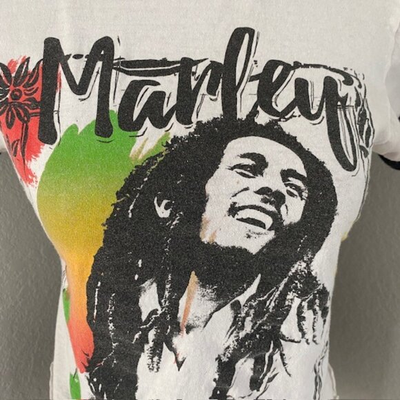 BOB MARLEY One Love Cutoff cropped Ringer Tee T Shirt XS - Picture 8 of 11
